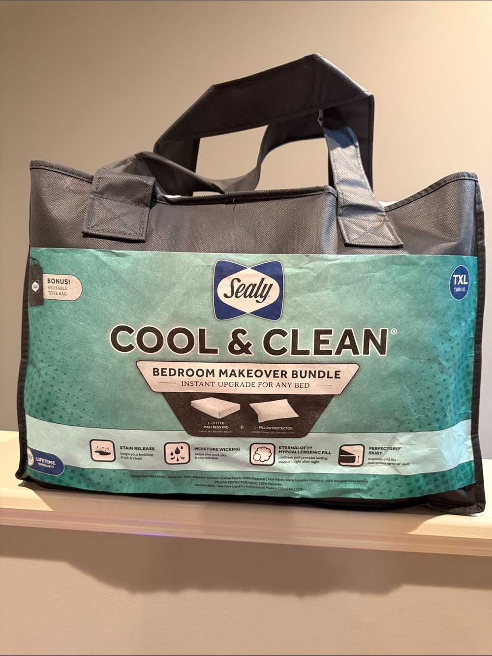 NWT Sealy Cool & Clean Bedroom Makeover Bundle Twin XL